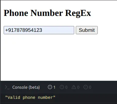 Telefonnummer Regex in JS