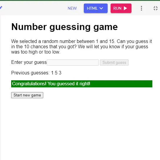 Result After the User Enters a Correct Random Number
