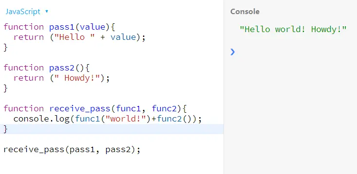 two javascript functions as parameter