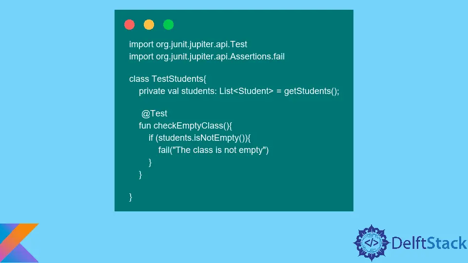 Leiten Sie implizit die Type of Fail-Methode in JUnit 5 ab