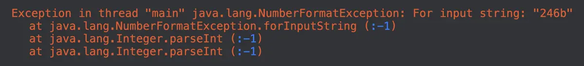 Convertir una cadena no convertible a int arroja NumberFormatException