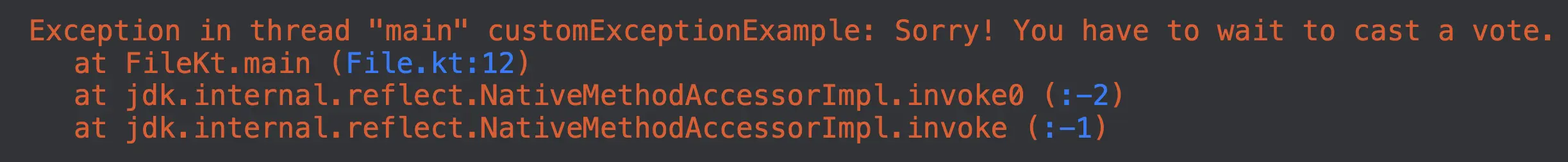 Ejemplo de excepción personalizada en Kotlin