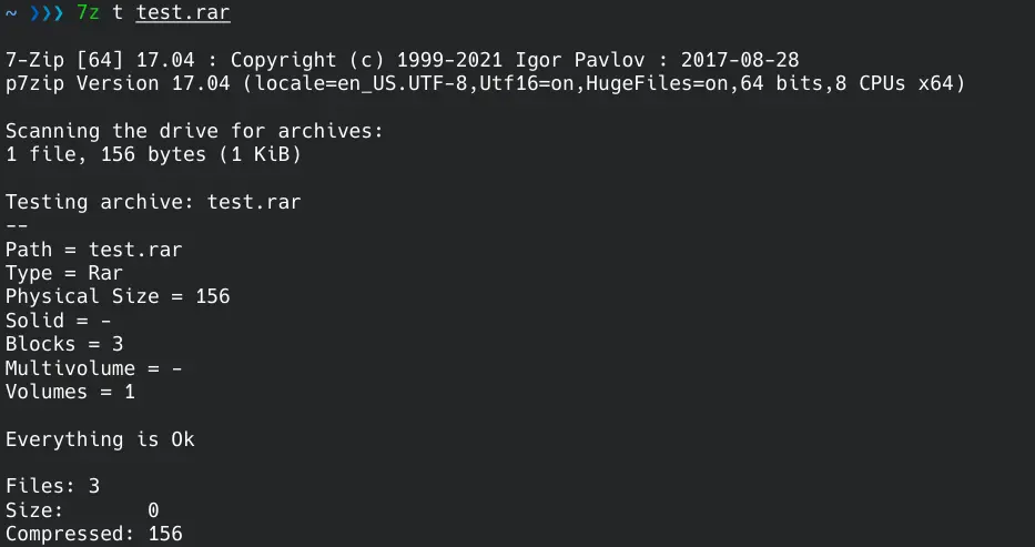 test p7zip