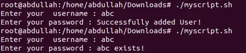 useradd コマンドの bash スクリプトの出力