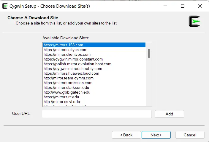 Downloadseite wählen