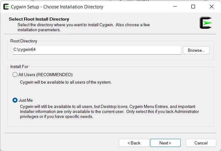choose installation directory