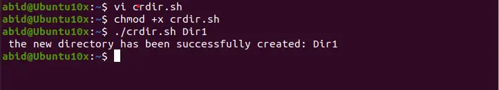 Dir1 is created in bash using the recursion method