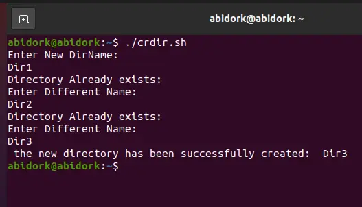 Dir3 is successfully created using while loop in bash