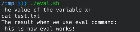 comando de evaluación bash