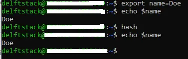 bash export command - 2