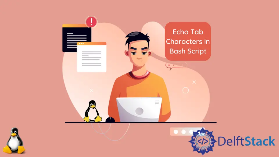 Caracteres de la pestaña Echo en Bash Script