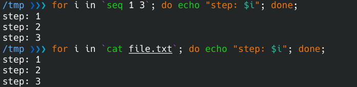 For loop with subcommand