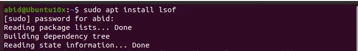 Instalación de la utilidad lsof en el sistema Linux