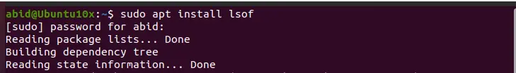 Installing lsof utility in the Linux system