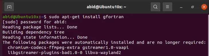 Instale el paquete Gfortran en el sistema Linux