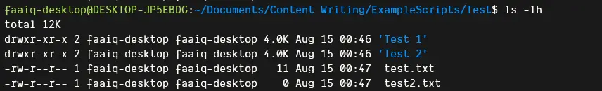 Linux ls lh Output