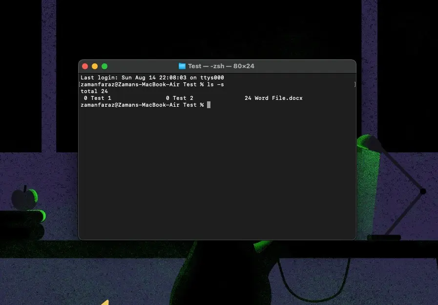 MacOS ls output