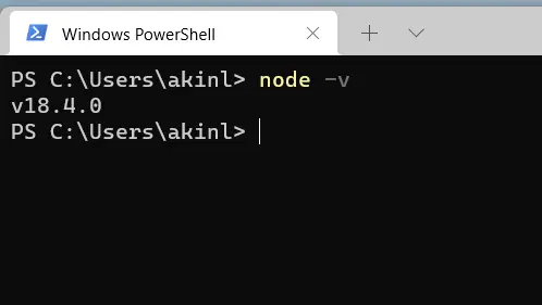 node -v