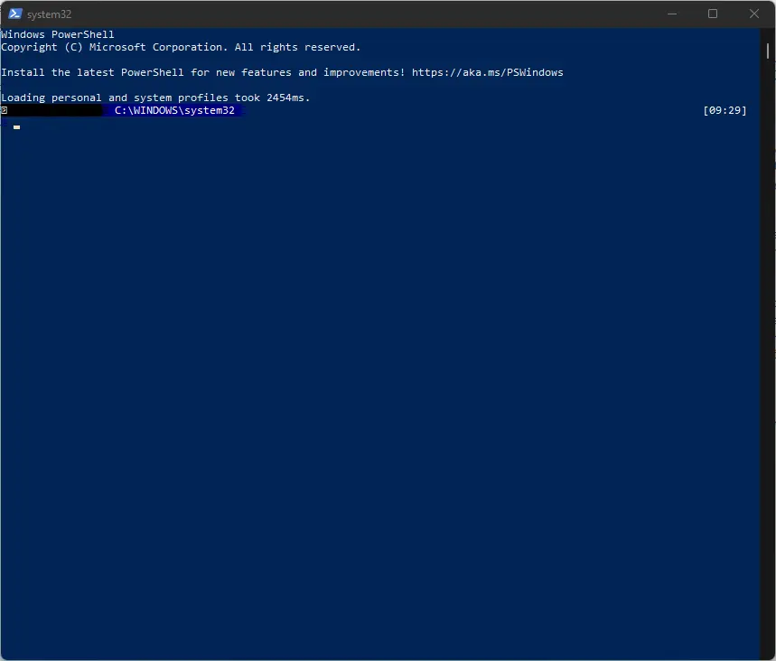 Ventana de administrador de PowerShell