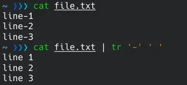 tr with cat command