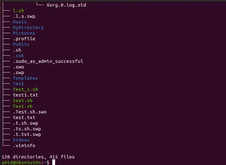 Using the tree -a to Return All Files and Subdirectories Recursively