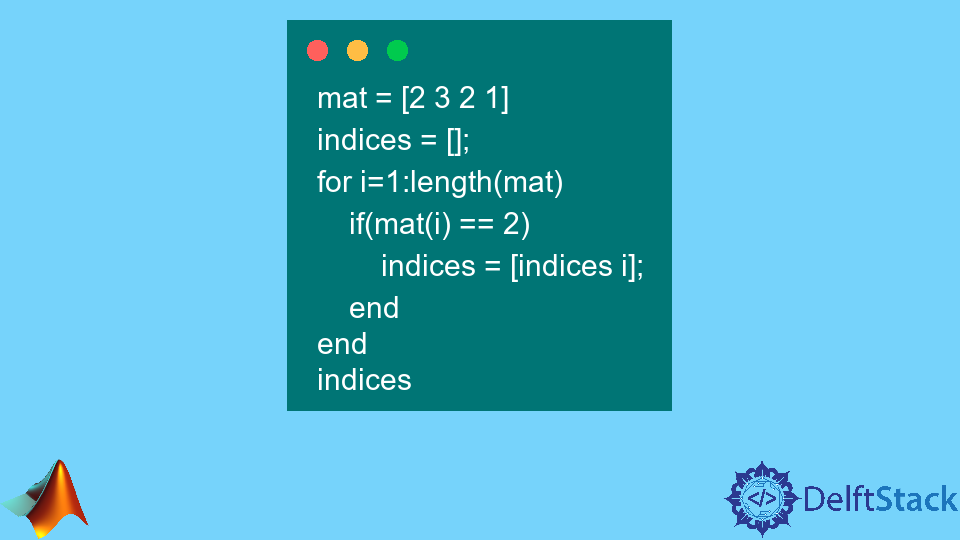 Encuentre el índice de valor en un array en Matlab