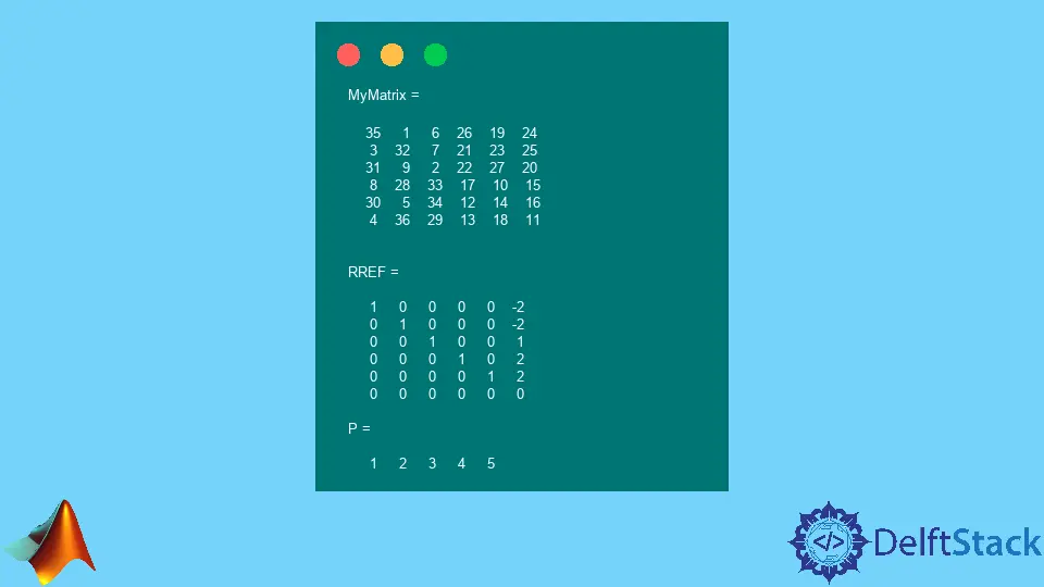 Formulaire d'échelon de rang réduit MATLAB