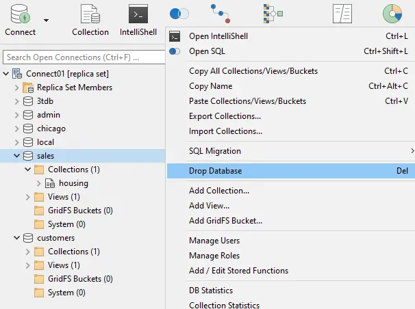 Suelte la base de datos MongoDB original