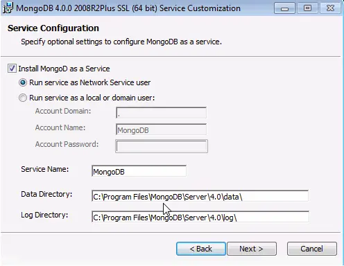 MongoDB Service Customization