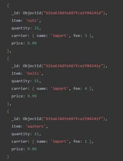 $lt를 사용하여 포함된 문서 필드 기반 업데이트 수행