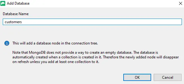 add database dialog where you create the database name