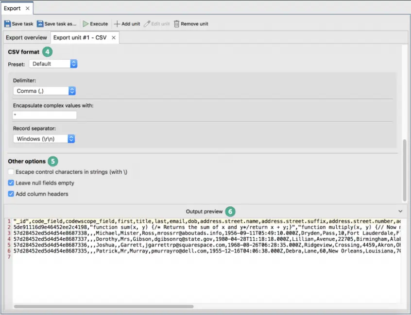 CSV へのエクスポート - エクスポート ウィザード 13