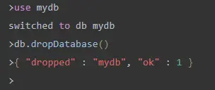 dropDatabase()コマンドで削除