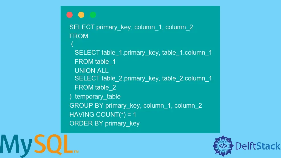 Unterschied zwischen zwei Tabellen in MySQL