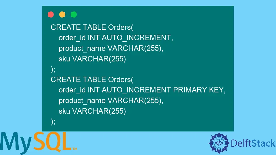 Columna de identidad en MySQL