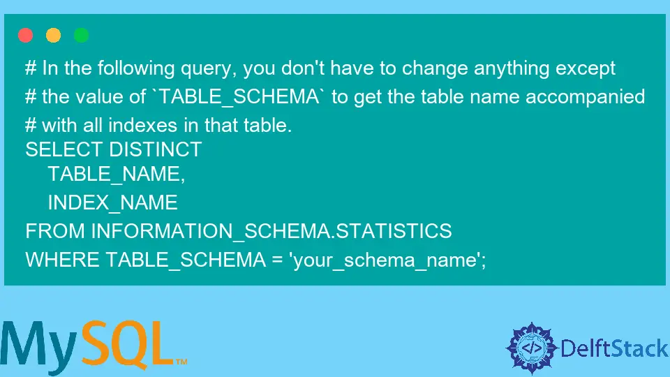 MySQL のテーブルまたはデータベースのインデックスを表示