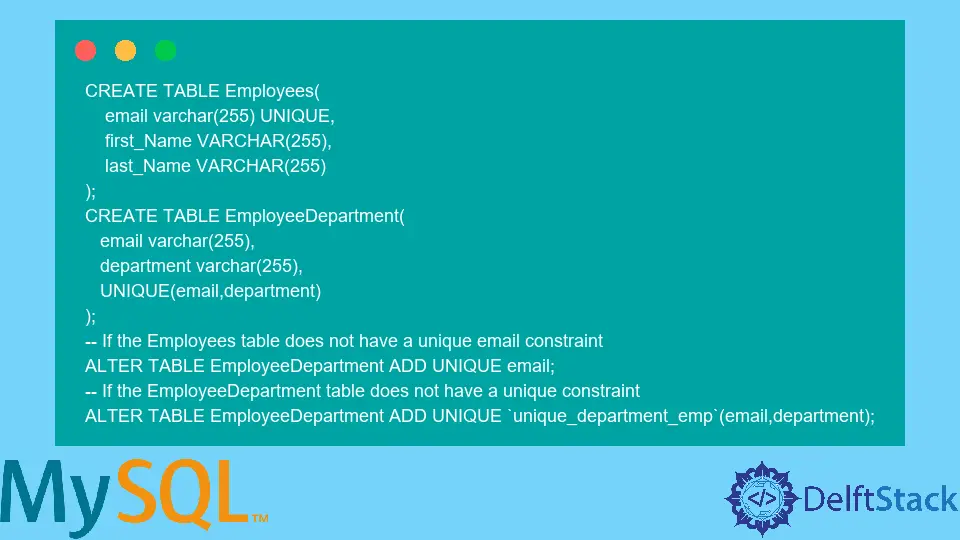 How to Specify Unique Constraints for Multiple Columns in MySQL