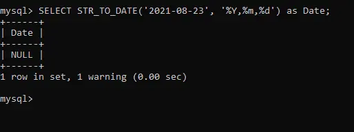 convert string to date format in mysql - str to date error one