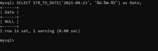 convert string to date format in mysql - str to date error two