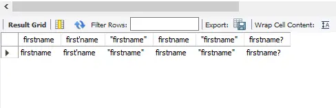 mysql のエスケープシーケンス-二重引用符の例