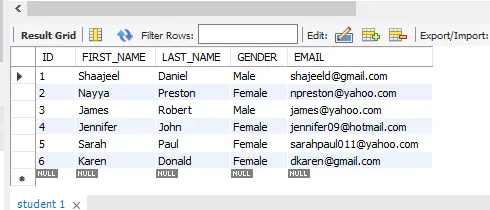 イベントスケジューラまたは mysql にタイマーを設定-学生テーブルの現在のデータ