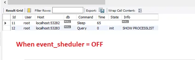 programador de eventos o establecer un temporizador en mysql - mostrar la parte de la lista de procesos a