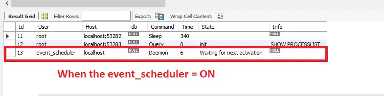 event scheduler or set a timer in mysql - show process list part b