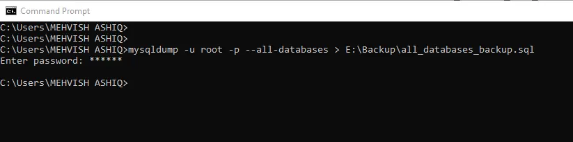 mysqldump を使用して mysql データベースをエクスポートします-すべてのデータベースをエクスポートします