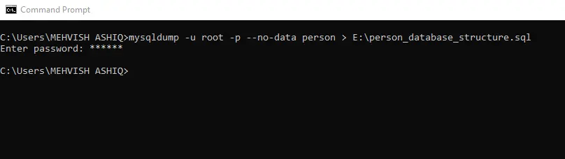 mysqldump を使用して mysql データベースをエクスポートします-データベース構造のみをエクスポートします