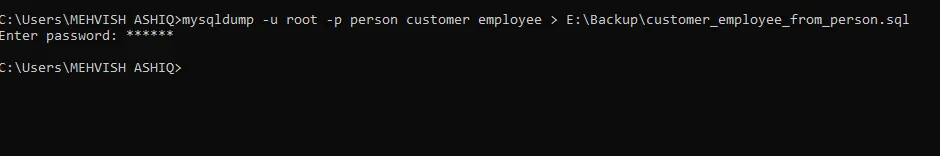 export mysql database using mysqldump - export multiple table from database