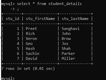 명령줄에서 MySQL 쿼리 실행