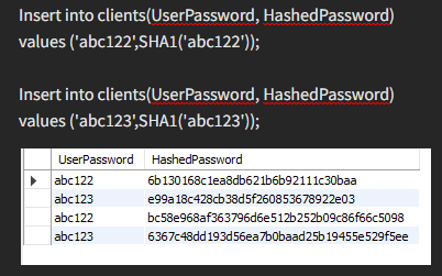 Store Password in MySQL Database