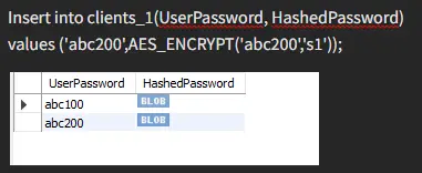 insert into clients using encrypt 2
