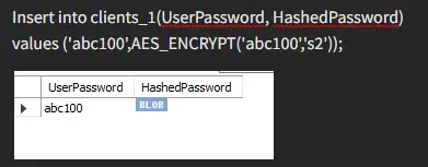 insert into clients using encrypt